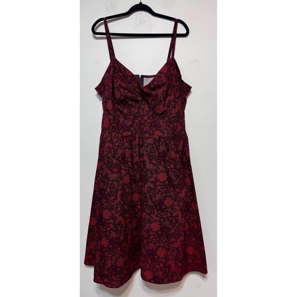 Stop Starin! Burgundy Lace Print Dress Size 26 Pinup Rockabilly Vintage Inspired - Picture 1 of 7